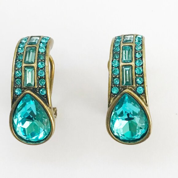 Heidi Daus Blue Crystal Hoop Earrings - Picture 1 of 2